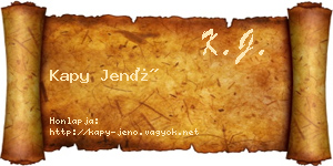 Kapy Jenő névjegykártya